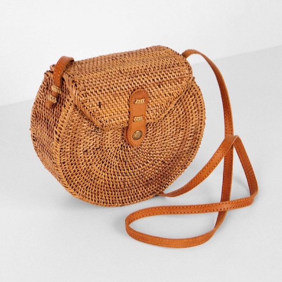 Bali Ata Rattan Crossbody Bag • Handwoven • Boho Straw Bag - Picture 1 of 10